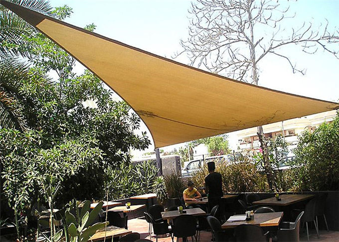 Beige Triangular Garden Shade Sail , UV Blocking Sun Shade Patio Cover